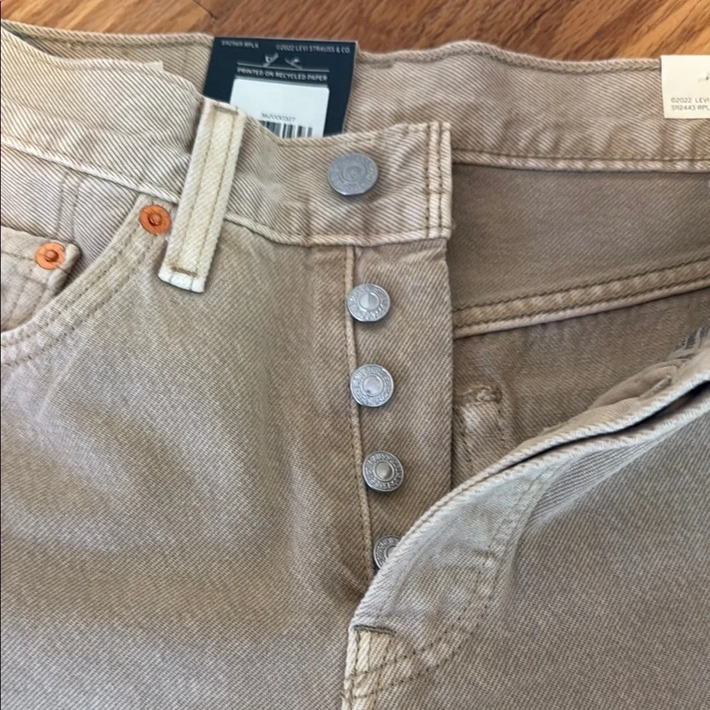 Levi’s 501 High Rise Straight Leg Tan Jeans 24x28 - Picture 3 of 5
